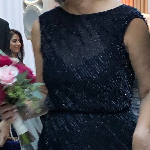 Max Mara navy beaded gown - Picture 2 of 10